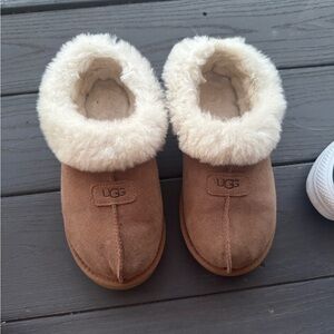 UGG Women's Brown and Cream Shearling Slippers